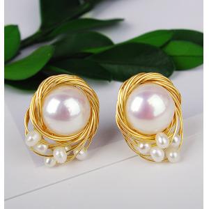Pearl Earring Set Metal Gold Plated Dangle Earrings Heart Butterfly Hoop Earring Geometric Fashion Pearl Earring Jewelry