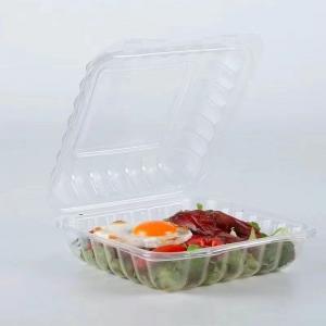 6" Plastic Recyclable Black Clear Hot Food Take Out Container Hinged Lid Disposable PP Plastic Cup