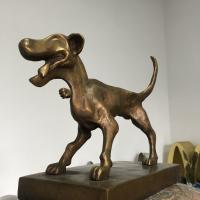 China Small Cast Bronze Dog Sculpture Cartoon Style Brass Animal Statues on sale