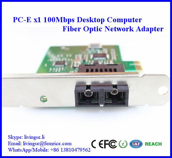 100Mbps Desktop PC Fiber Optic Network Adapter, PC-Express x1 slot, SC Fiber,