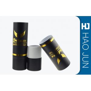 Matt Black Cylinder Cardboard Box Golden Hot Stamping For Perfume Packaging