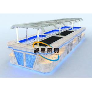 Yellow LED Commercial Buffet Equipment Granite Marble Tops Overhead Crystal Glass Gantry