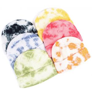 China Women'S Tie Dye 100 Acrylic Beanies And Caps Cuffed Warm Winter Knit Watch Hat Skull Cap supplier
