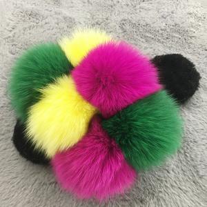China Factory Direct Sale Upper Multi-Color Splicing Women Shoes Pvc Soft Sole Furry Slippers supplier