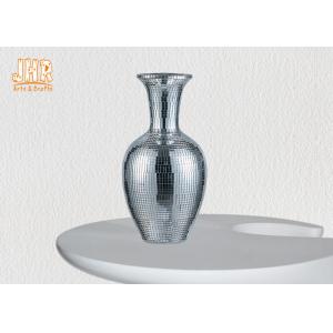 China Wedding Centerpiece Table Vase Silver Mosaic Glass Table Vases Decorative Flower Pots supplier