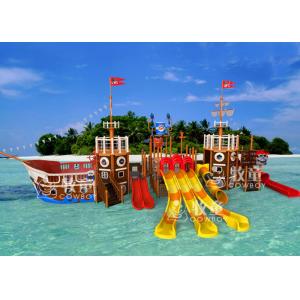 Pirate Ship Water Playground Equipment / Indoor Commercial Playground Slides