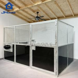 China Mobile Painted 12ft Standard Size HDG HDPE Horse Stable Stall Panels Barn With Feeder supplier