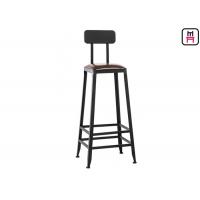China Indoor Industrial High Back Bar Stools With Solid Wood Frame / Removable Backrest on sale