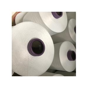 Smooth White Polyester Ring Spun Yarn Textured Customized Service