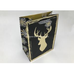 China Small / Large Xmas Gift Bags , Paper Christmas Goodie Bags Full Gold Hot Stamping Printed supplier