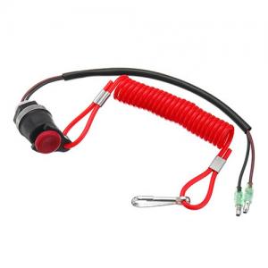 China Red Color Flexible Coil Lanyard For Switch Off Outboard Motor 12CM Length supplier