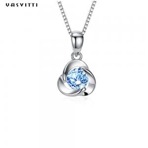 Clover Blue Crystal Pendant Simple Zircon Ladies Necklace Electroplating Alloy Necklace