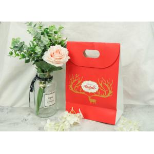 Merry Christmas Eco Craft Bags With Logo And Cutting Handle Smooth Feel