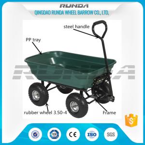 Outdoor Dumper 4 Wheel Garden Cart Trolley Plastic Side Panels TC2145 For Farmer
