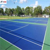 China Antislip PP Interlocking Sports Flooring , Blue Interlocking Tennis Court Tiles on sale