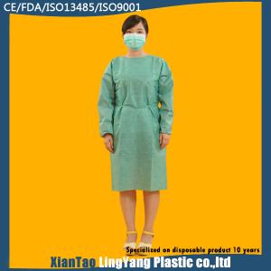 China Medical Green Disposable Isolation Gowns Non Woven SMS Tie Back Alkali Proof supplier