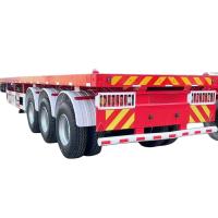 China Tri-Axle 4 Axle 20FT 40FT Extendable Container Flatbed Truck Trailer With Container Lock on sale