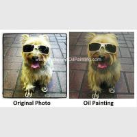 Original Custom Oil Painting Portraits , Dog Pet Portraits From Photographs 16" X 16"