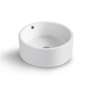 China Round White Ceramic Above Counter Bathroom Vessel Sink supplier
