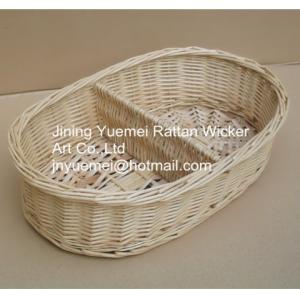 China 2016 wicker makeup storage basket 2 partitions supplier