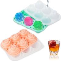 China Silicone Rose Ice Cube Molds For Cocktails Whiskey XL Rose Flower Ice Cube Chocolate Soap Tray Mold Silicone Party Maker on sale