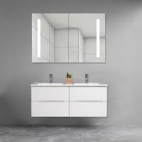 China Ceramic Basin PVC Bathroom Cabinets 4 Drawer Bathroom Vanity 118*46*47cm on sale