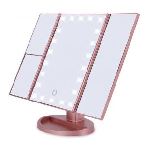 Tri Fold LED Makeup Mirror desktop Vanity Mirror USB for Power Cosmetic Mirror