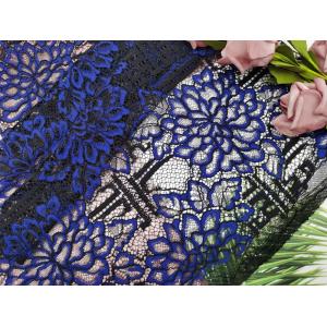 China Home Textile Big Flower Blue Corded Lace Fabric For Little Girl Dress supplier