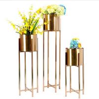 China Gold Plant Pedestal Metal Flower Planter Golden Flower Pot Stand on sale