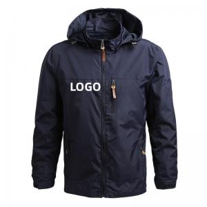 China Windproof Outer Wear Apparel Lightweight Polyester Zipper Men Jacket With Hood supplier