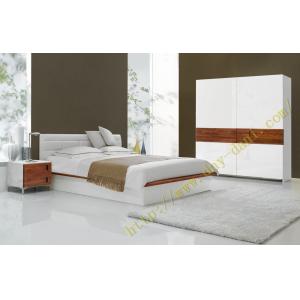 microfiber leather decorated double bed on sale, sliding wardrobe and night stand