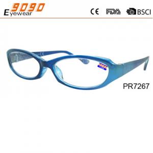 China Fashionable reading glasses,power range +1.0 to +4.00,made of plastic frame supplier