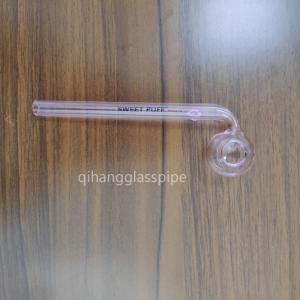 China wholesale pink sweet puff glass pipe 12/14/15/16 cm for somking supplier