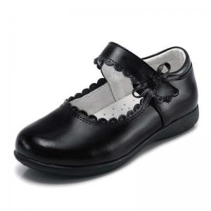 26-45 Black Leather School Shoes with Lace-up Closure Design