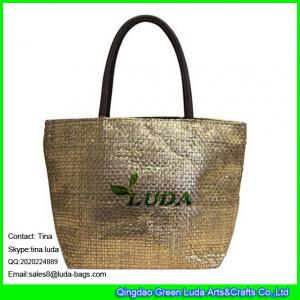 China LUDA discount leather handles straw  handbag paper straw metallic shopping bag supplier