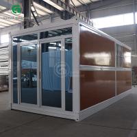 China Shockproof Fold Out Container Homes Wood Grain Glass Quick Setup on sale