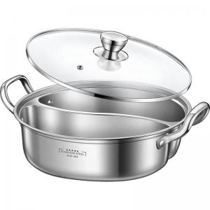 Hot Sale 28cm Induction Cooking Pot Cookware 304 Stainless Steel Hot Pot Soup Pot With Glass Lid