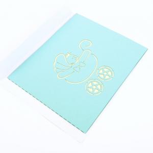 China Baby Pram 3D Pop Up Greeting Card With White Envelope CMYK Color Offset Printing supplier