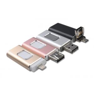 China Metal Alloy Shell Apple Lightning Flash Drive , USB 2.0 MFI Iphone 3 In 1 Flash Drive wholesale