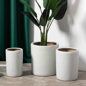 The Latest Design Reliable Hotel Outdoor Corridor Decoration Cylinder Flower Pots White Large Ceramic Pots Planter