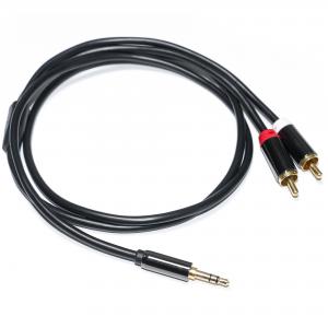 China RCA Audio Cable 3.5MM 2-1 Black Metal Shell For Car Audio 0.53M 1M 2M supplier