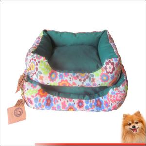 Large breed dog beds Canvas fabric dog beds with flower printed China manufacturer