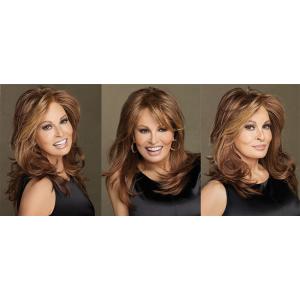China Ladies Brown Synthetic Hair Wigs Heat Resistant Fiber No Sheeding wholesale