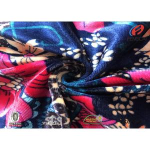 Flower Printed Elastic Spandex Velvet Fabric , Korea Velvet For Garment