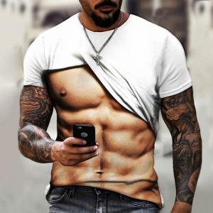 ABS 3D de T-shirt d'hommes de muscle imprimant le dessus d'été de douille de short de personnalité