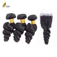 China Full Cuticle Virgin Human Hair Weft Deep Loose Wave Bundles on sale