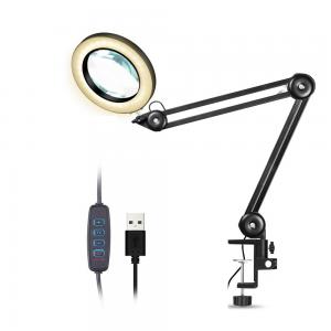 China USB power supply Magnifying lamp  swivel arm magnifier desk lamp with clamp task magnifier led illuminated supplier