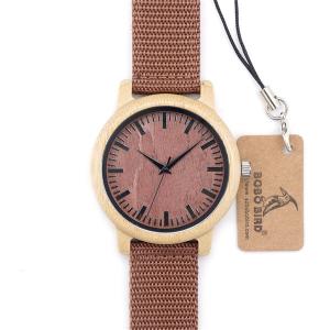 China Wooden case durable nylon band quartz watches for men wholesale