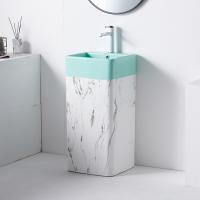 China Self Cleaning Rectangular Ceramic Wash Basin Pedestal Bathroom Sink on sale