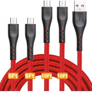Micro Braided Straight USB Cable 10ft 6ft For Phone Charging